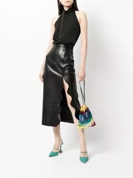 Gucci шелковый топ с высоким воротником, черный