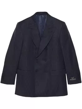Gucci шерстяная куртка Horsebit в полоску, синий