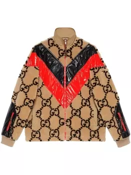 Gucci шерстяная куртка на молнии с логотипом GG, нейтральный цвет