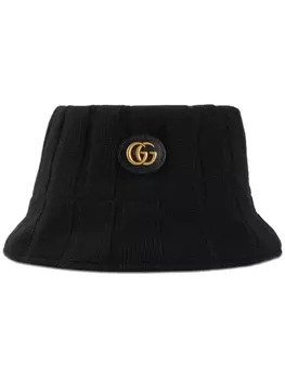Gucci шерстяная панама с логотипом Double G, черный