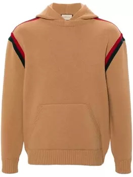 Gucci шерстяное худи с отделкой Web, нейтральный цвет