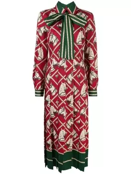Gucci шерстяное платье с принтом, красный