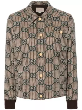 Gucci шерстяной бомбер GG Supreme, коричневый