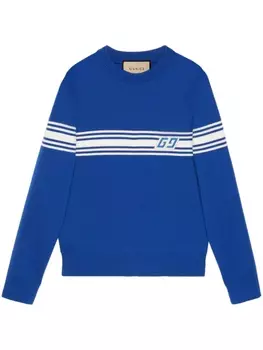 Gucci шерстяной джемпер с аппликацией Square GG, синий