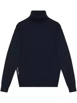 Gucci шерстяной джемпер с вышитым логотипом, синий