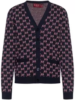Gucci шерстяной кардиган с монограммой, синий