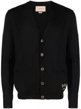 Gucci шерстяной кардиган вязки интарсия, черный