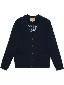 Gucci шерстяной кардиган вязки интарсия, синий