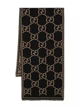 Gucci шерстяной шарф с логотипом GG, черный