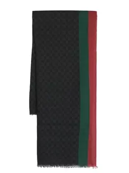 Gucci шерстяной шарф с логотипом Interlocking G, черный