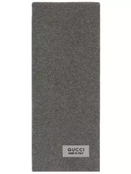 Gucci шерстяной шарф в рубчик, серый