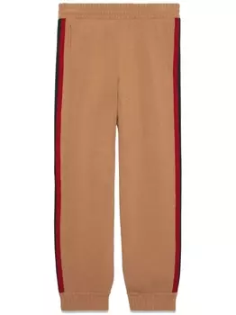 Gucci шерстяные брюки с отделкой Web, коричневый