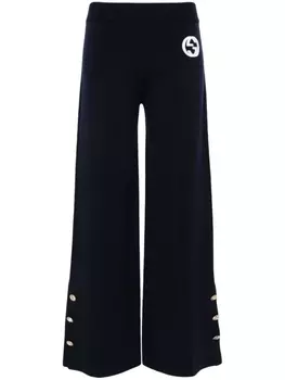 Gucci широкие брюки с логотипом Interlocking G, синий