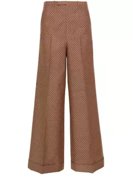 Gucci широкие брюки с узором Square G, нейтральный цвет