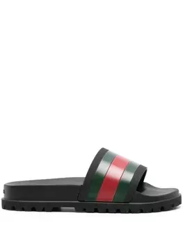 Gucci шлепанцы Pursuit с отделкой Web, черный