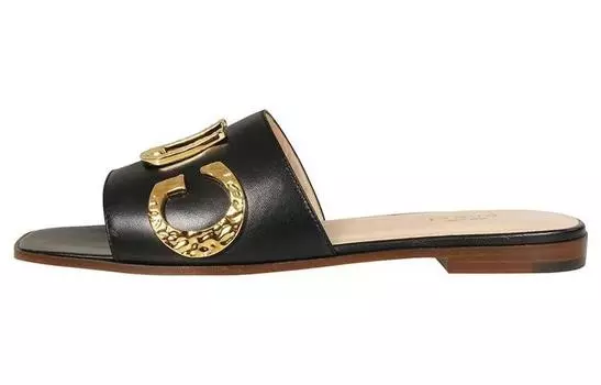 Сандалии GUCCI Slide Slippers Women's Black Gold