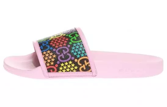 Шлепанцы женские Gucci с принтом, розовый