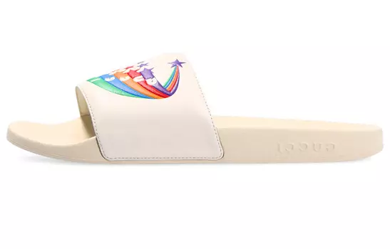 Шлепанцы женские Gucci Star Print Logo, белый