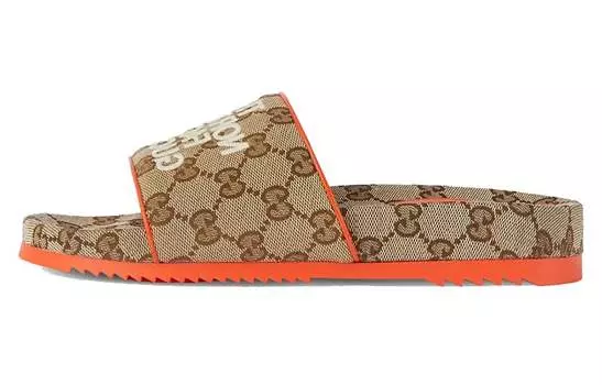 Шлепанцы женские Gucci x The North Face, бежевый / оранжевый