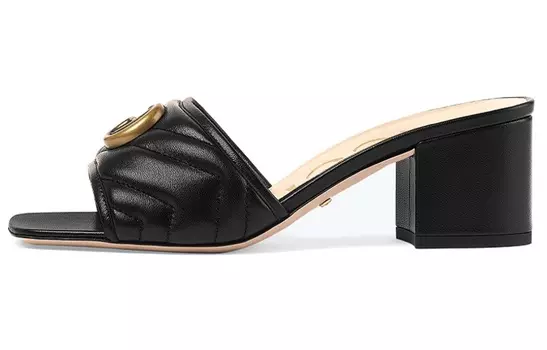 Шлепанцы женские Gucci Logo-plaque, черный