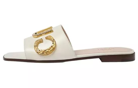 Шлепанцы женские Gucci с логотипом, белый