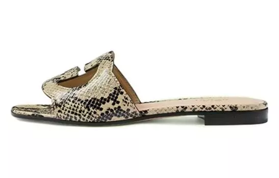 Шлепанцы женские Gucci, бежево-черный