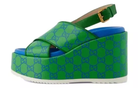 Шлепанцы женские Gucci на платформе, зеленый / синий