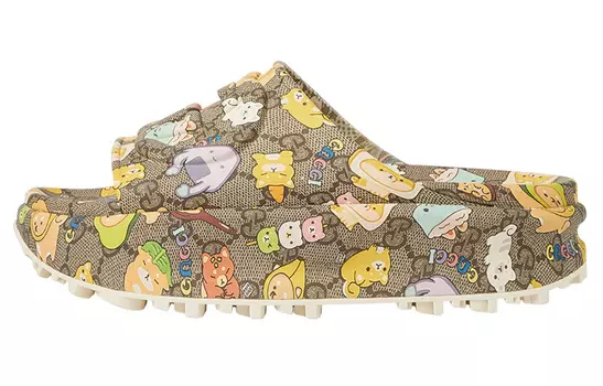 Шлепанцы женские Gucci x Pikarar Animal Print, бежевый