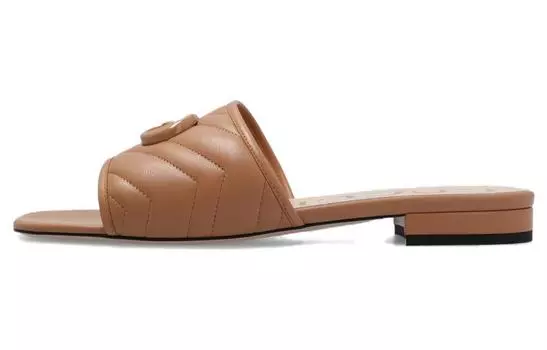 Шлепанцы женские Gucci с узором, бежевый