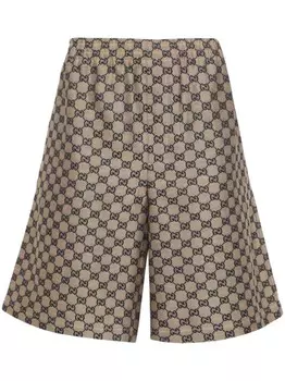 Gucci шорты-бермуды из парусины GG Supreme, нейтральный цвет
