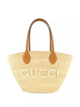 Gucci соломенная сумка-тоут среднего размера, серый