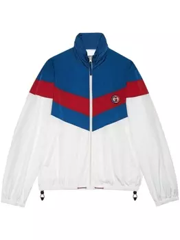 Gucci спортивная куртка с нашивкой Incrocio, белый