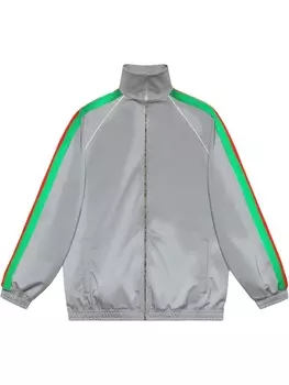 Gucci спортивная куртка с отделкой Web, серебристый
