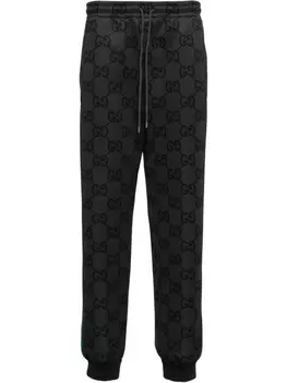 Gucci спортивные брюки с узором Jumbo GG Supreme, серый