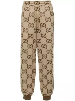 Gucci спортивные брюки с узором Jumbo GG, нейтральный цвет