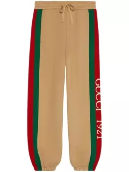 Gucci спортивные брюки с вышитым логотипом, нейтральный цвет