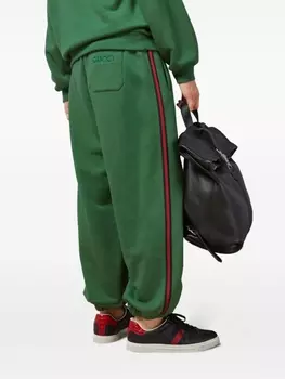 Gucci спортивные брюки с вышитым логотипом, зеленый