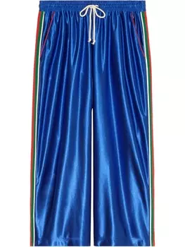 Gucci спортивные брюки широкого кроя с отделкой Web, синий