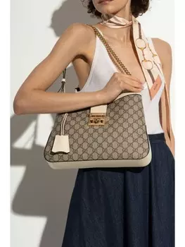Gucci средняя сумка Padlock GG через плечо, нейтральный цвет