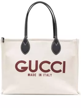 Gucci средняя сумка-тоут с принтом Gucci, нейтральный цвет