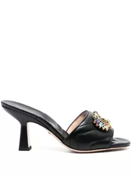Gucci стеганые мюли с кристаллами, черный