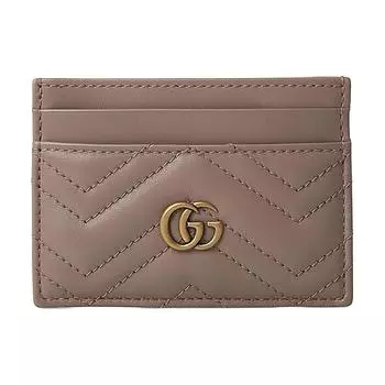 GUCCI Стеганый кожаный держатель для карт, женский, телесно-розовый