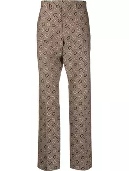 Gucci строгие брюки с узором Maxi Horsebit, нейтральный цвет