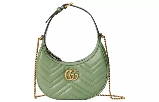 GUCCI Сумка через плечо GG Marmont из кожи, женская, серо-зеленая