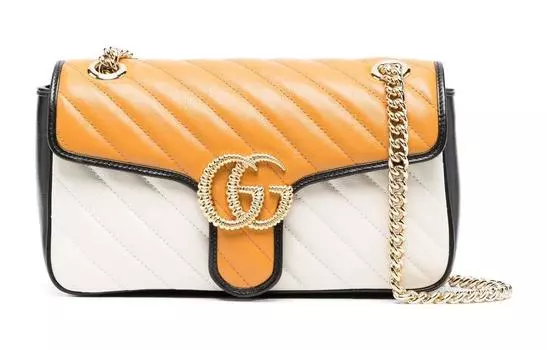 GUCCI Сумка через плечо GG Marmont из стеганой кожи, женская, белая/бежевая