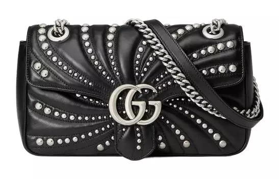 GUCCI Сумка через плечо GG Marmont из кожи, женская, черная