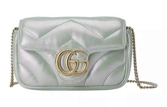 GUCCI Сумка через плечо GG Marmont из кожи, мини-сумка для женщин, радужно-зеленая