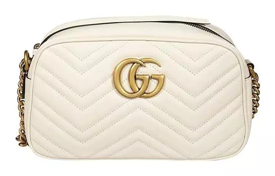 GUCCI Сумка через плечо GG Marmont из стеганой кожи для фотоаппаратов, женская, белая