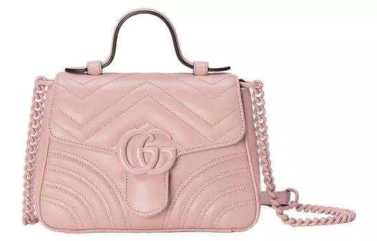 GUCCI Сумка через плечо GG Marmont из матовой кожи с тиснением, мини-сумка женская, светло-розовая