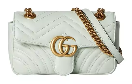 GUCCI Сумка через плечо GG Marmont из кожи, женская, светло-зеленая